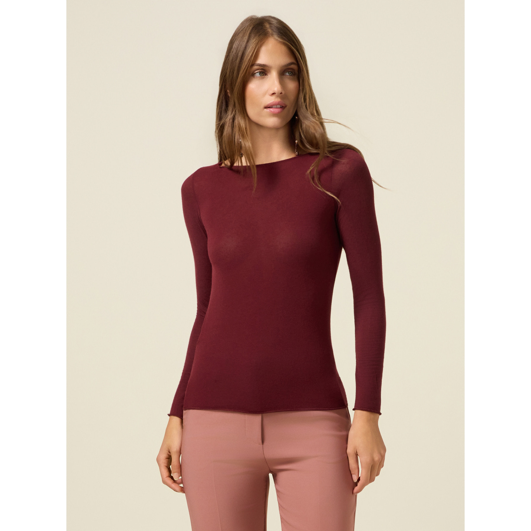 Oltre - T-shirt misto cashmere - Bordeaux