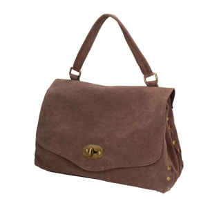 Borsa a mano da donna Made in Italy - Modello Zelia Elite - Pelle scamosciata - 37.0 x 22.0 x 15.0 cm