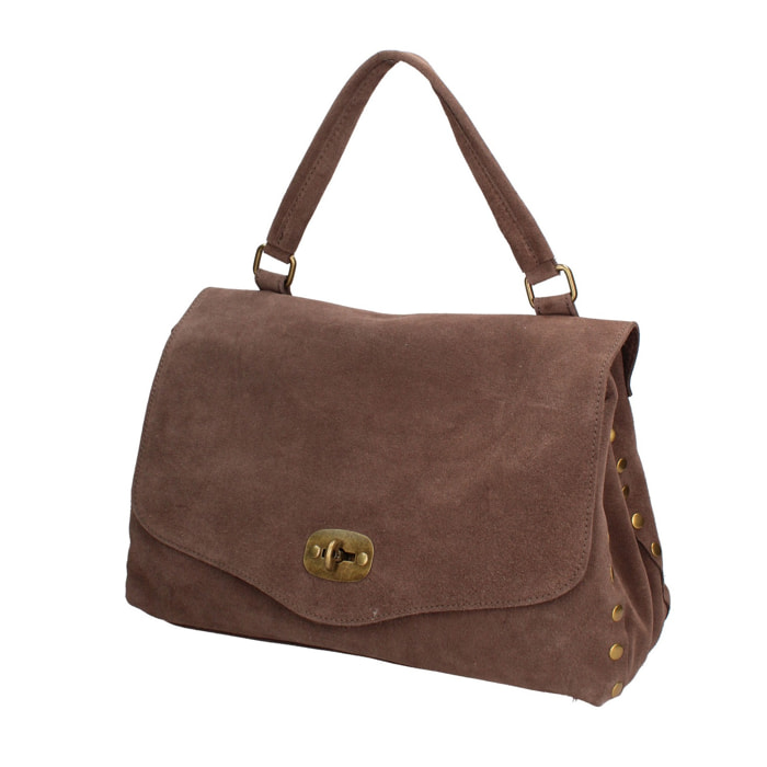 Borsa a mano da donna Made in Italy - Modello Zelia Elite - Pelle scamosciata - 37.0 x 22.0 x 15.0 cm