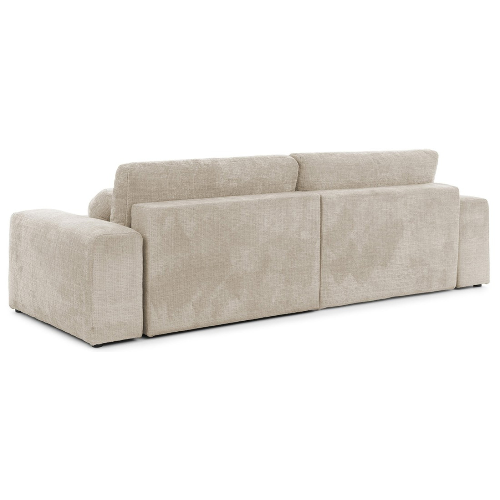 Constance - Canapé d'angle réversible 4 places convertible avec coffre en velours texturé - Beige