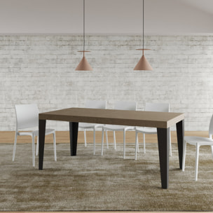 Table extensible 90x200/304cm Flame taupe pieds anthracite