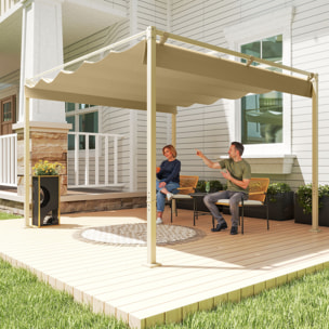 Pérgola con Techo Retráctil Pérgola de 3x3 m Cenador de Pared o Independiente con Cierre Magnético Protección UV30+ Pabellón para Jardín Patio Terraza Exterior Caqui
