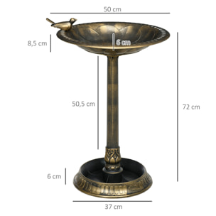 Bain d'oiseaux abreuvoir pour oiseaux jardinière 3 en 1 dim. Ø 50 x 72H cm PP bronze antique