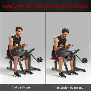 Máquina de Bíceps y Tríceps 2 en 1, Banco de Curl de Predicador con Asiento y Apoyo de Codo Ajustables, Máquina de Curl de Bíceps y Extensión de Tríceps para Entrenamiento en Gimnasio, Casa