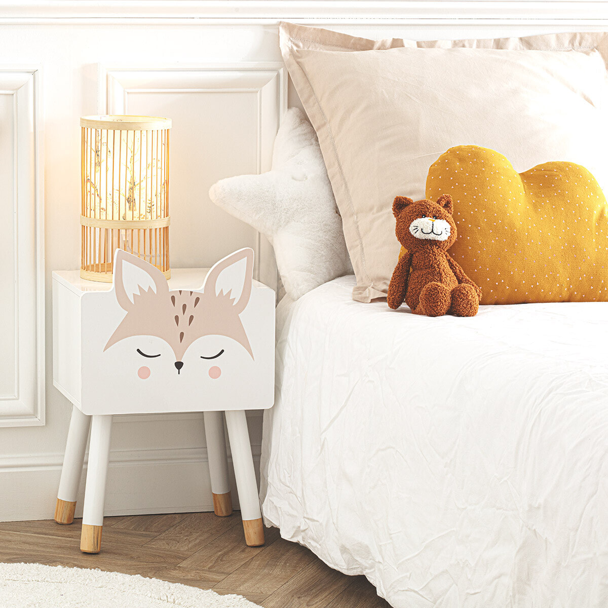 Chevet enfant renard blanc H53cm