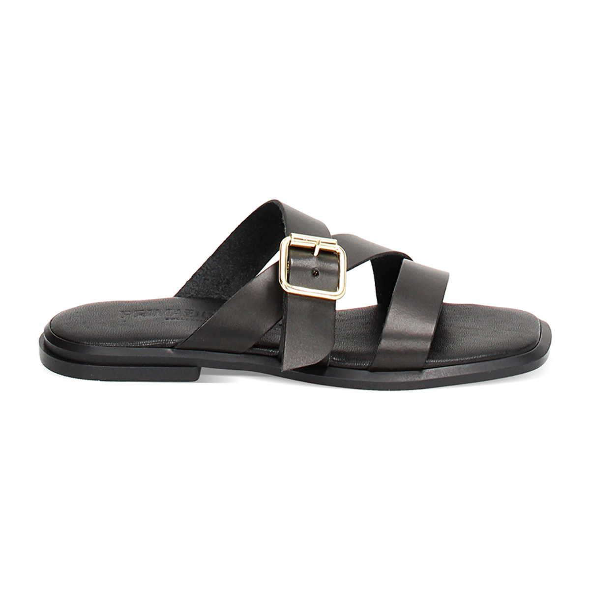 Ciabatta noir en cuir
