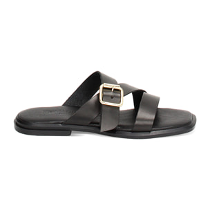 Ciabatta noir en cuir