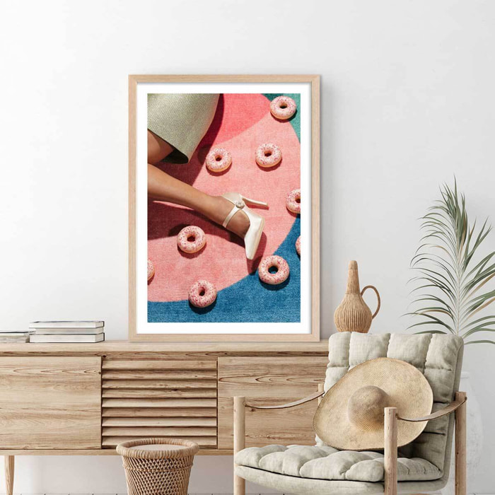 Affiche vintage Pink pique nique Affiche sous cadre bois