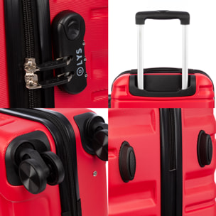 Juego de 3 maletas Trolley, en material ligero ABS de alta resistencia. Cerradura numérica y 4 ruedas giratorias 360° extraibles en la maleta grande.