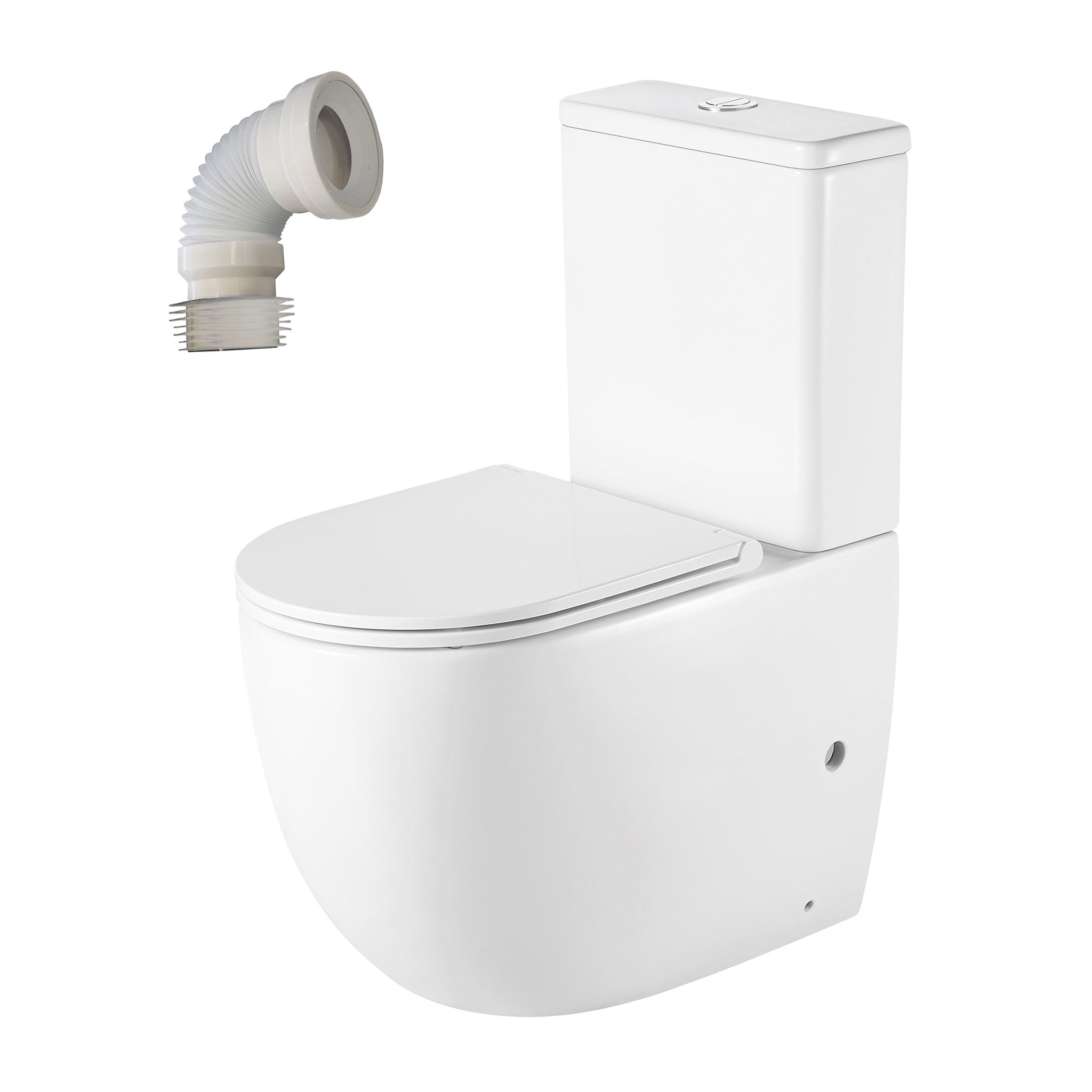 Pack Wc A5 + Manchon Connecteur | Toilette En Céramique | Manchon Extensible 150-470Mm | Wc Avec Abattant Frein De Chute | Double Chasse | Sortie Duale | Alday