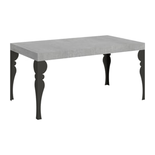 Table extensible 80x160/244 cm Paxon Gris Béton cadre Anthracite