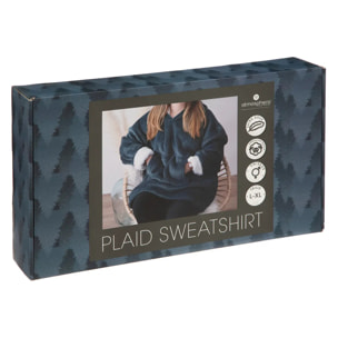 Plaid sweatshirt capuche - flanelle - bleu égéen - L-XL