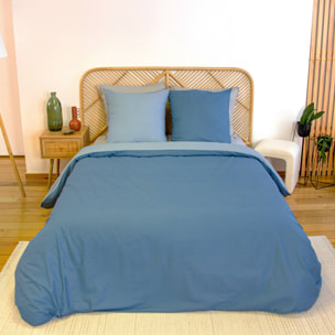 Parure de lit coton et lyocell 2 places bleu SIA