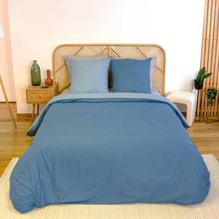 Parure de lit coton et lyocell 2 places bleu SIA