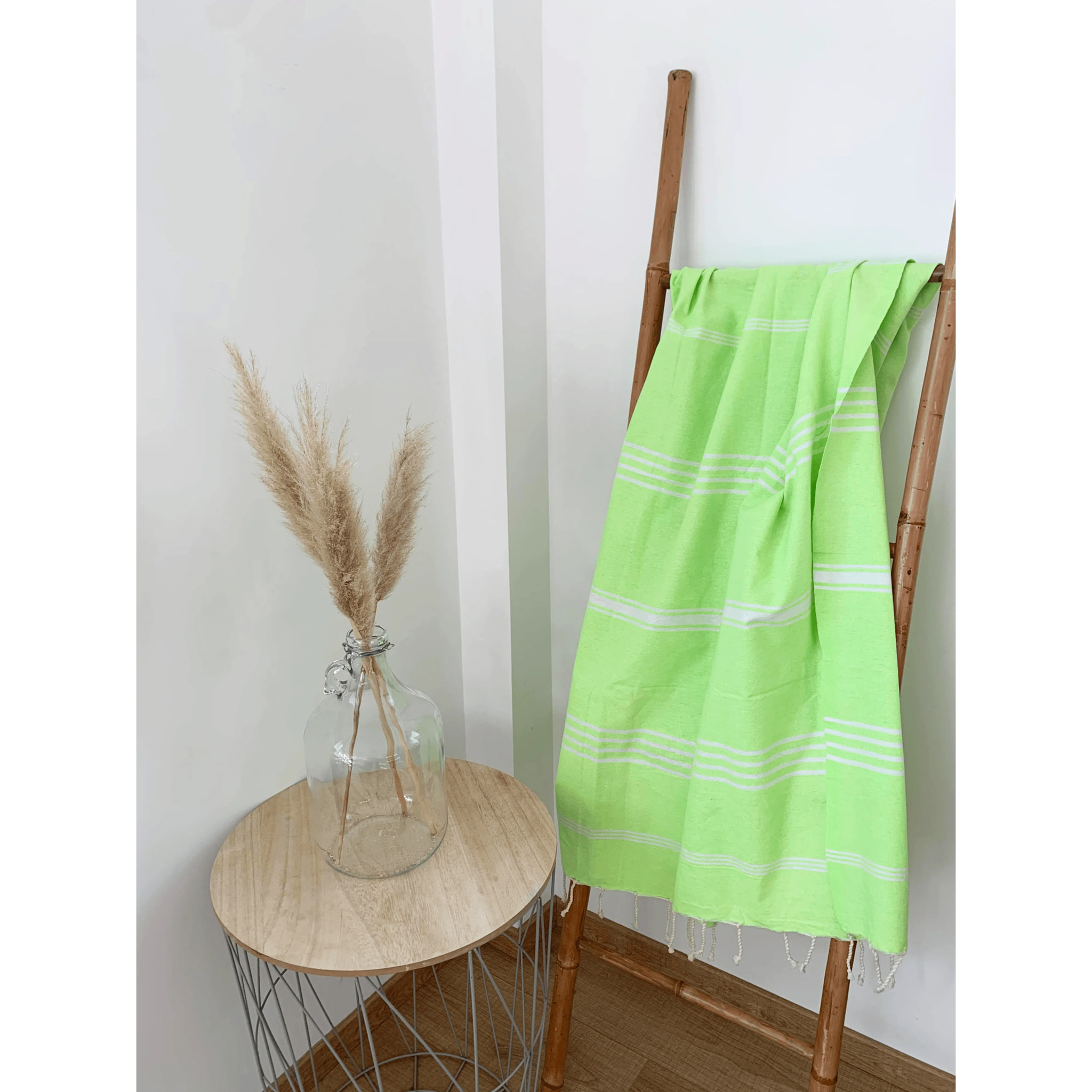 Fouta plate traditionnelle - Kolora Vert - 100x200cm - 190g/m²