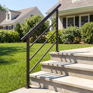 Barandilla de Escalera, 131 cm, Pasamanos para Escalera con Kit de Instalación, Ángulo Ajustable para 1-4 Escalones, para Porches, Madera y Concreto, para Exterior, Terraza, Patio, Negro