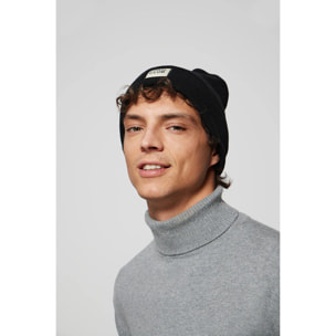 Gorro negro de lana unisex con detalle Polo Club