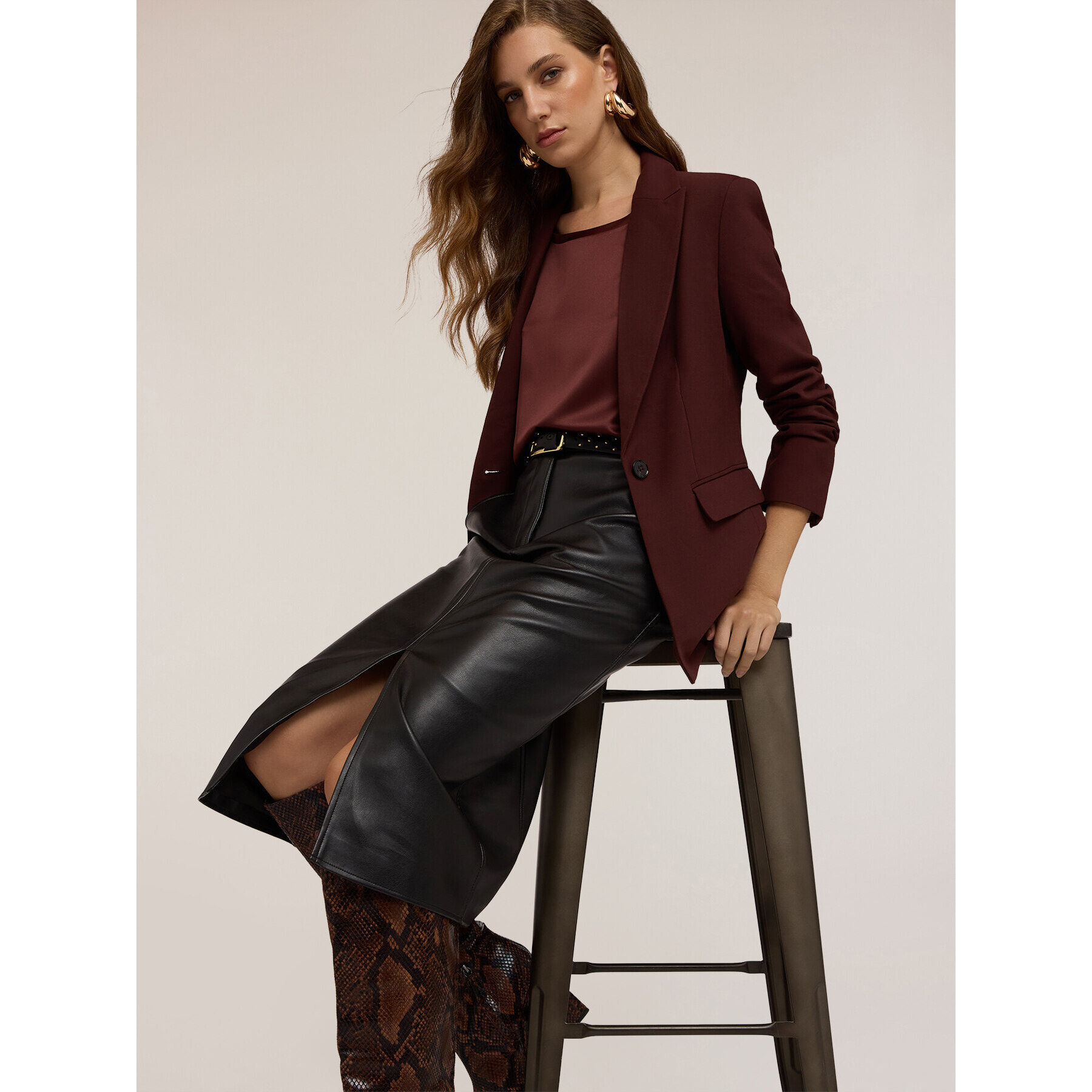 Motivi - Blazer monopetto misto viscosa - Marrone