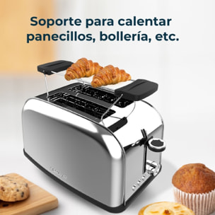 Cecotec Tostador vertical Toastin' time 850 Inox 850W de Potencia Doble ranura l