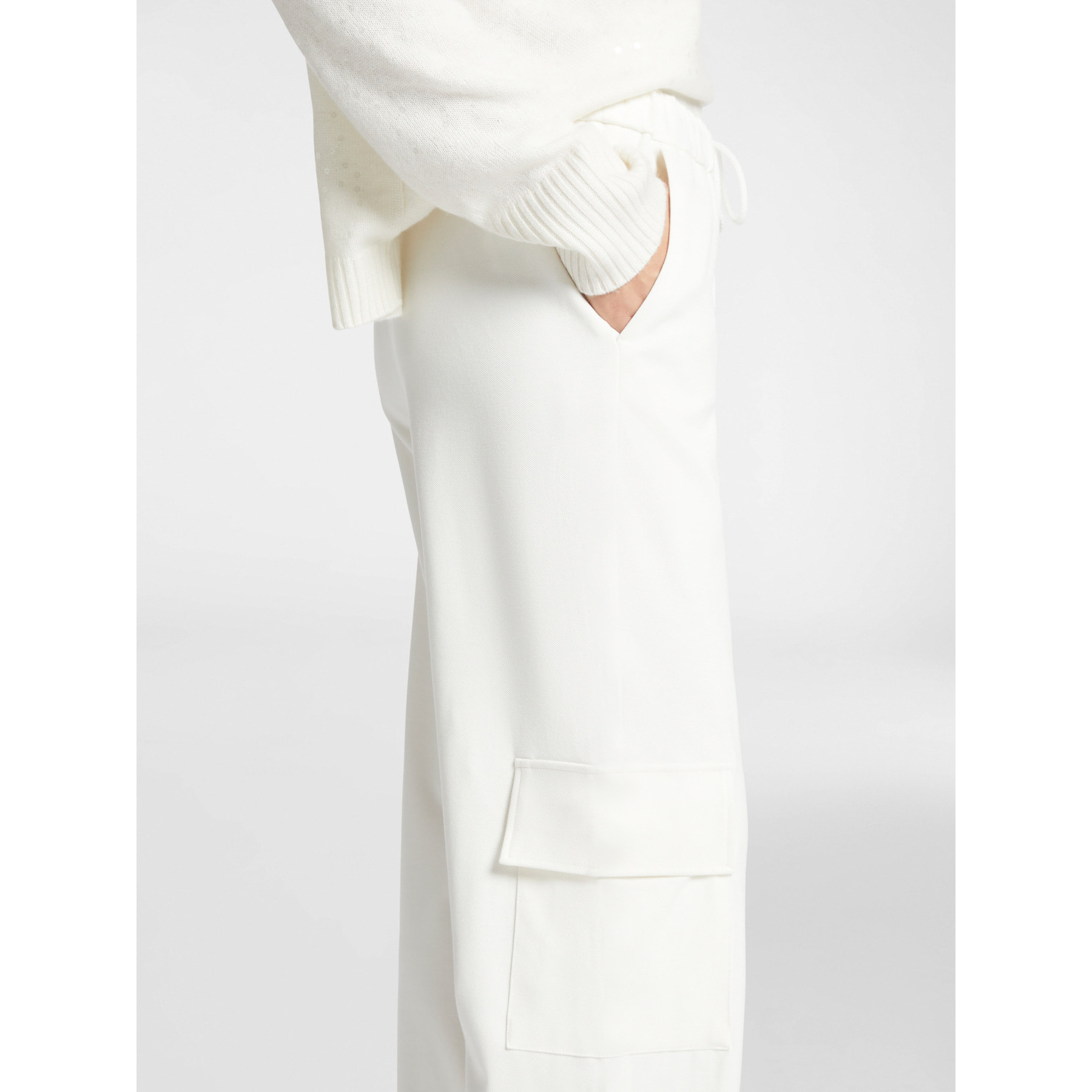 Elena Mirò - Pantalones joggers con bolsillos laterales - Blanco