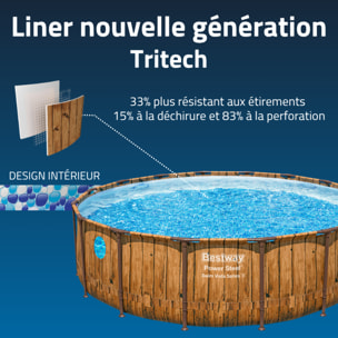 Bestway Piscine hors sol tubulaire ronde Bestway Power Steel Swim Vista 488 x 122 cm décor bois