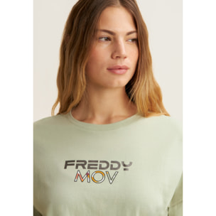 T-shirt Cropped con Spacchi Laterali