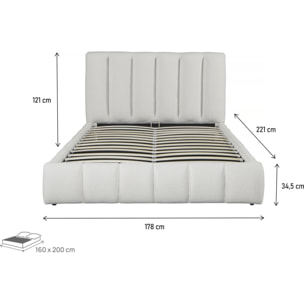 Lit bouclette avec coffre "Annie" - 160 x 200 cm - Blanc