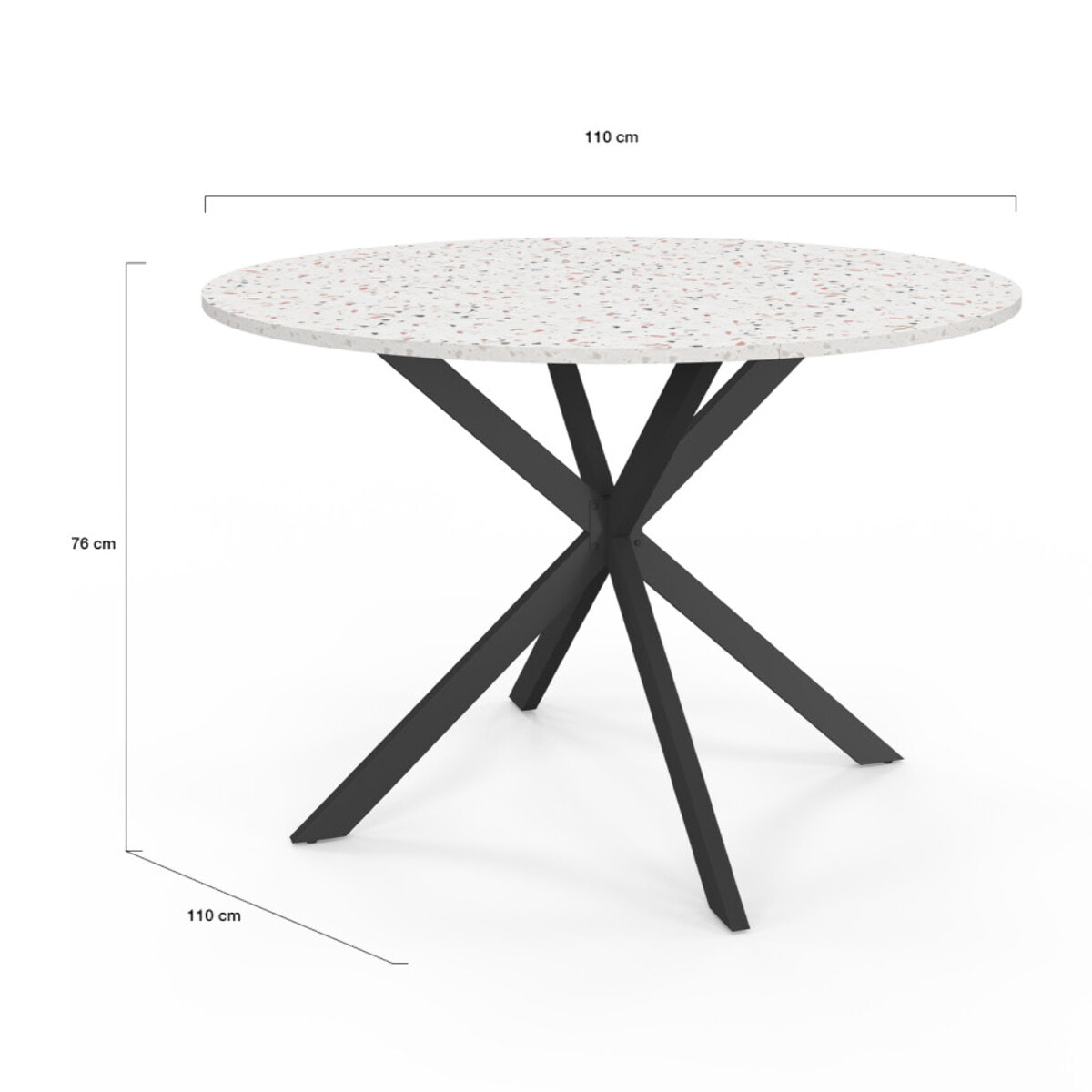 Table à manger ronde Soline Ø110cm effet terrazzo