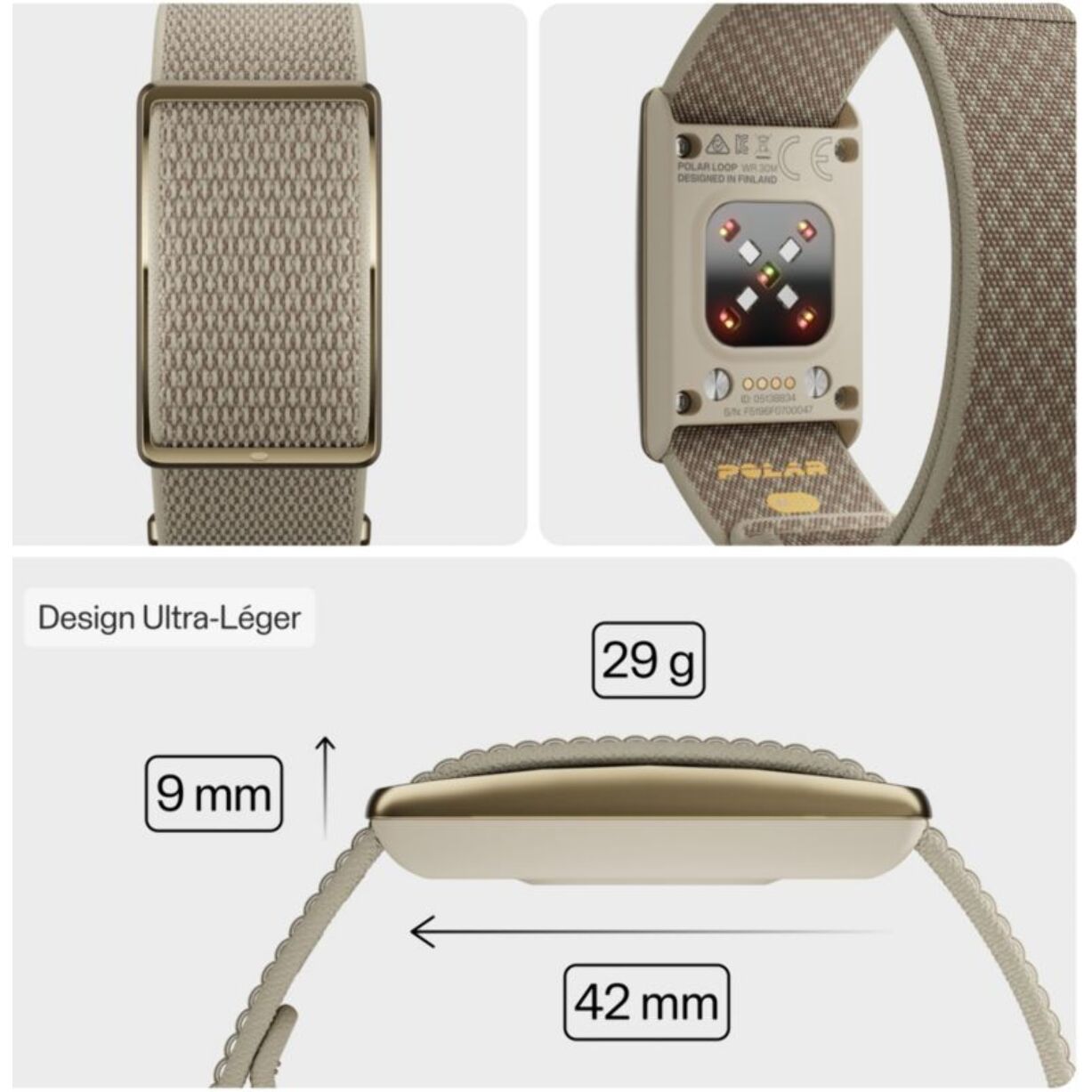 Bracelet connecté POLAR Loop GLD/SAND S-L