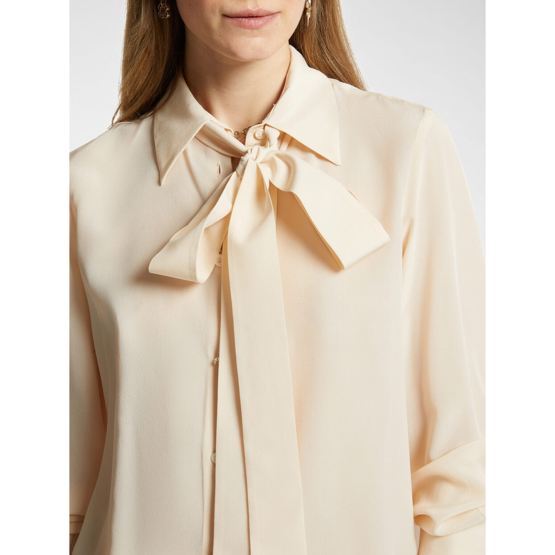 Elena Mirò - Camicia in seta con fusciacca - Bianco