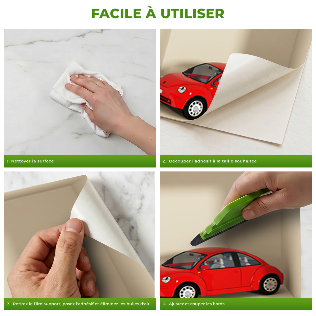 Stickers muraux 3D | Sticker Mural Autocollant effet 3D voitures - Stickers adhésifs 3D Chambre Salon Trompe l'oeil