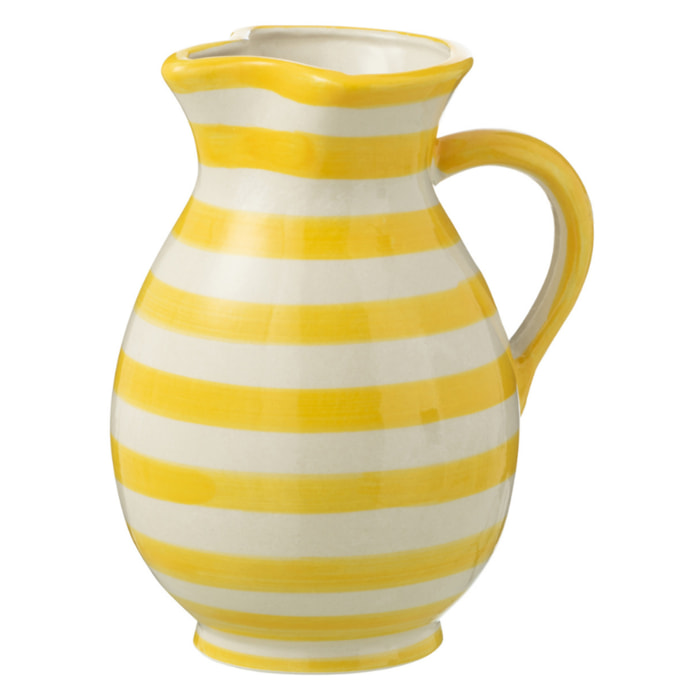 J-Line cruche Granada Stripes - céramique - blanc/jaune - medium