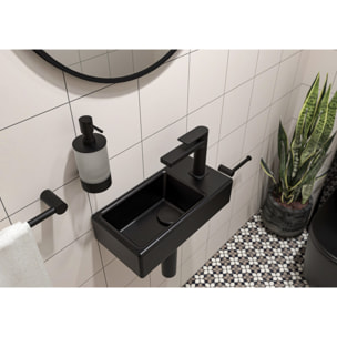 Lave-mains suspendu Brevis Noir 40,5 × 20,5 × 10,5 cm – trou de robinetterie à droite (SATBRE4020SRBKM)