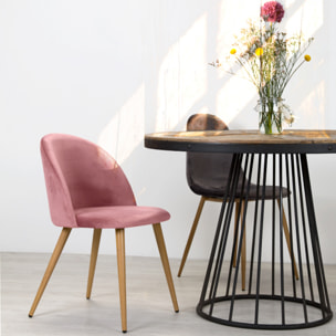 Table ronde 5 personnes en bois de cèdre et pied en métal D110 cm - Pralus