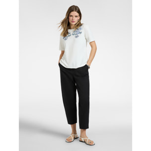 Elena Mirò - T-shirt con ricamo floreale - Bianco