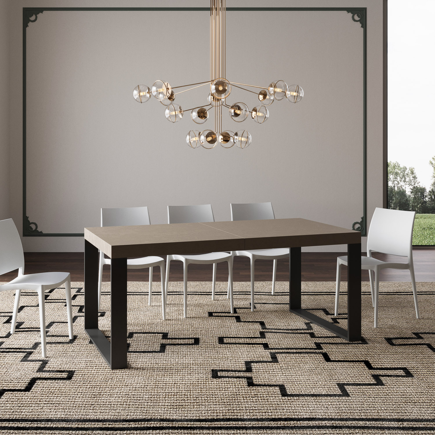 Tavolo allungabile 90x200/304cm Tecno tortora gambe antracite