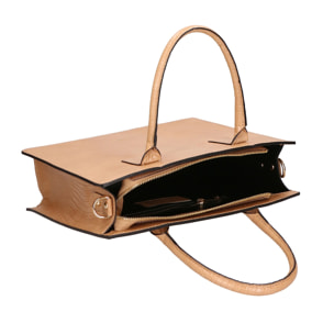 Borsa a mano da donna - Modello Giulia - Vera pelle effetto cocco - 30.0 x 28.0 x 10.0 cm