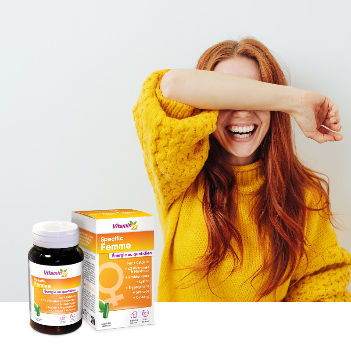 VITAMIN 22 - Specific Femme - A base de 14 vitamines et minéraux - Action fortifiante et anti-fatigue - Fabriqué en France - Cure de 60 j - Lot de 2