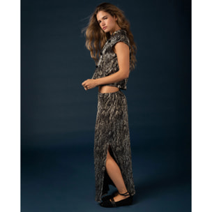 Falda midi plisada de mujer