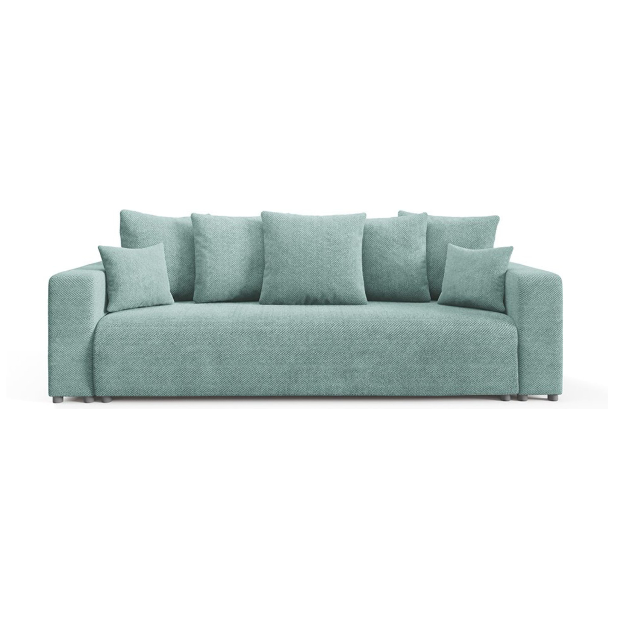 GLORIA - Canapé droit convertible 3 places en tissu vert clair