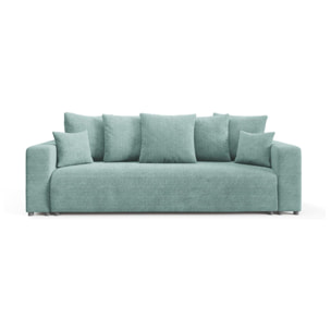 GLORIA - Canapé droit convertible 3 places en tissu vert clair