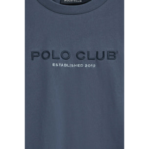 Camiseta azul denim con logo Established 2012 Polo Club