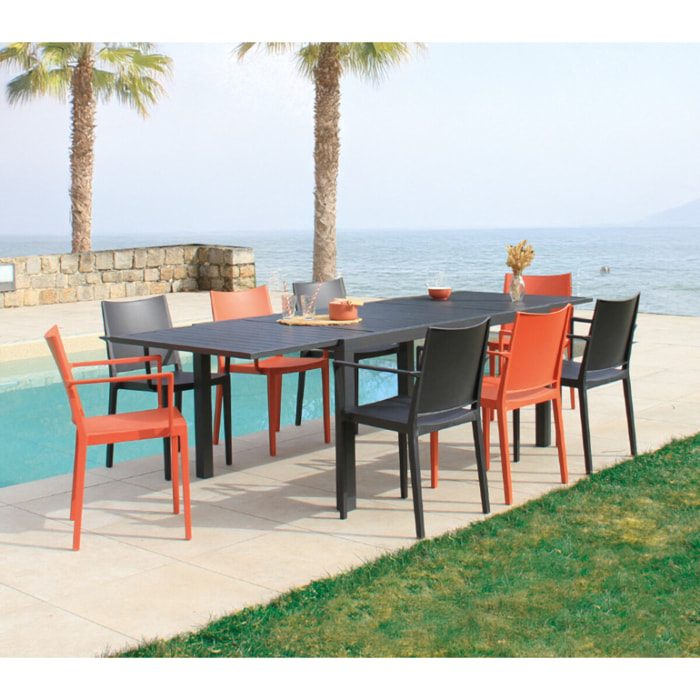 Ensemble table et chaises de jardin  - gris et terracotta - GUETHAROS