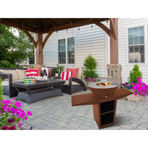 Barbecue avec plaque ronde, grill et support