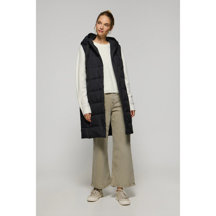 Gilet nero Siena con cappuccio fisso e dettagli Polo Club