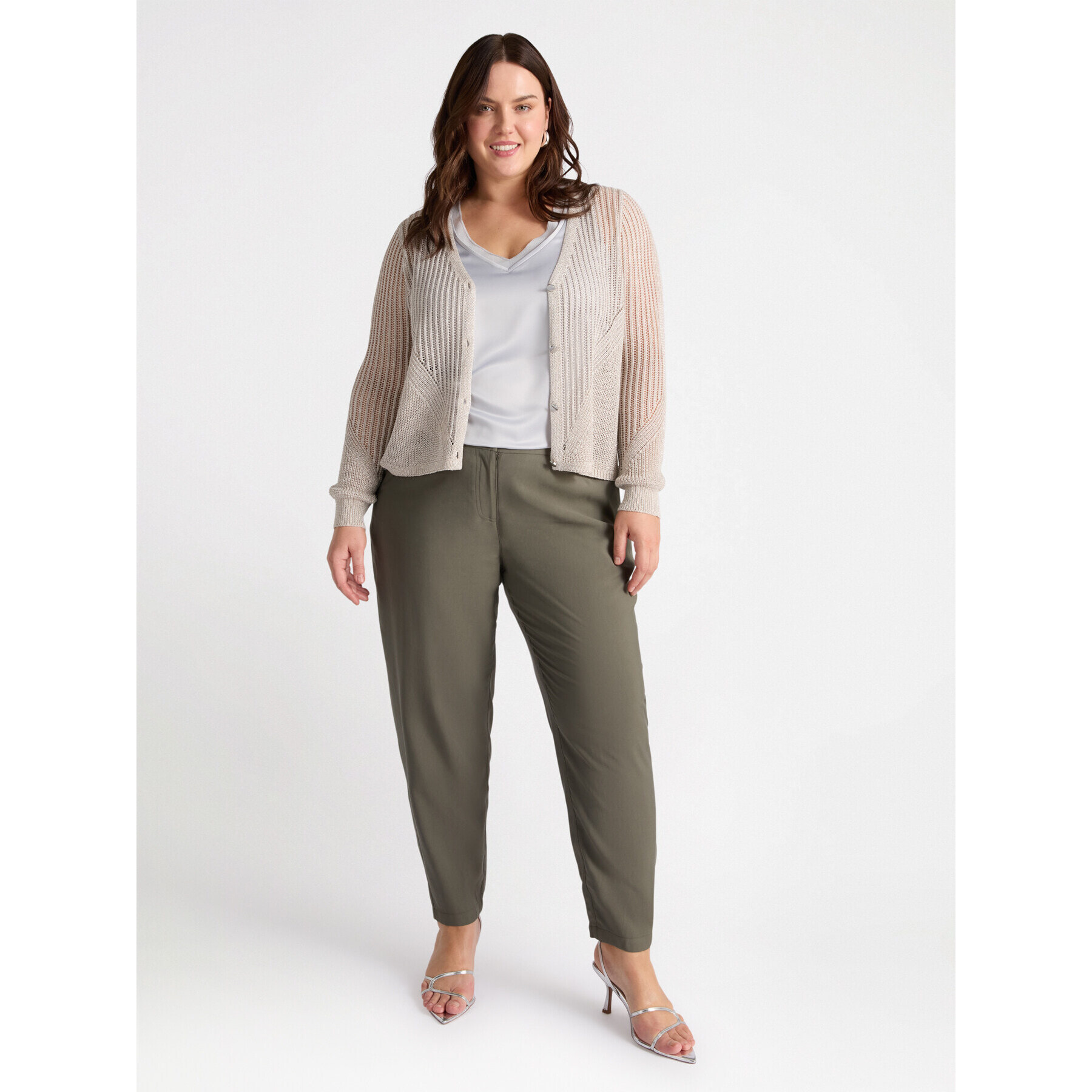 Fiorella Rubino - Top de dos tejidos con escote de pico - Gris