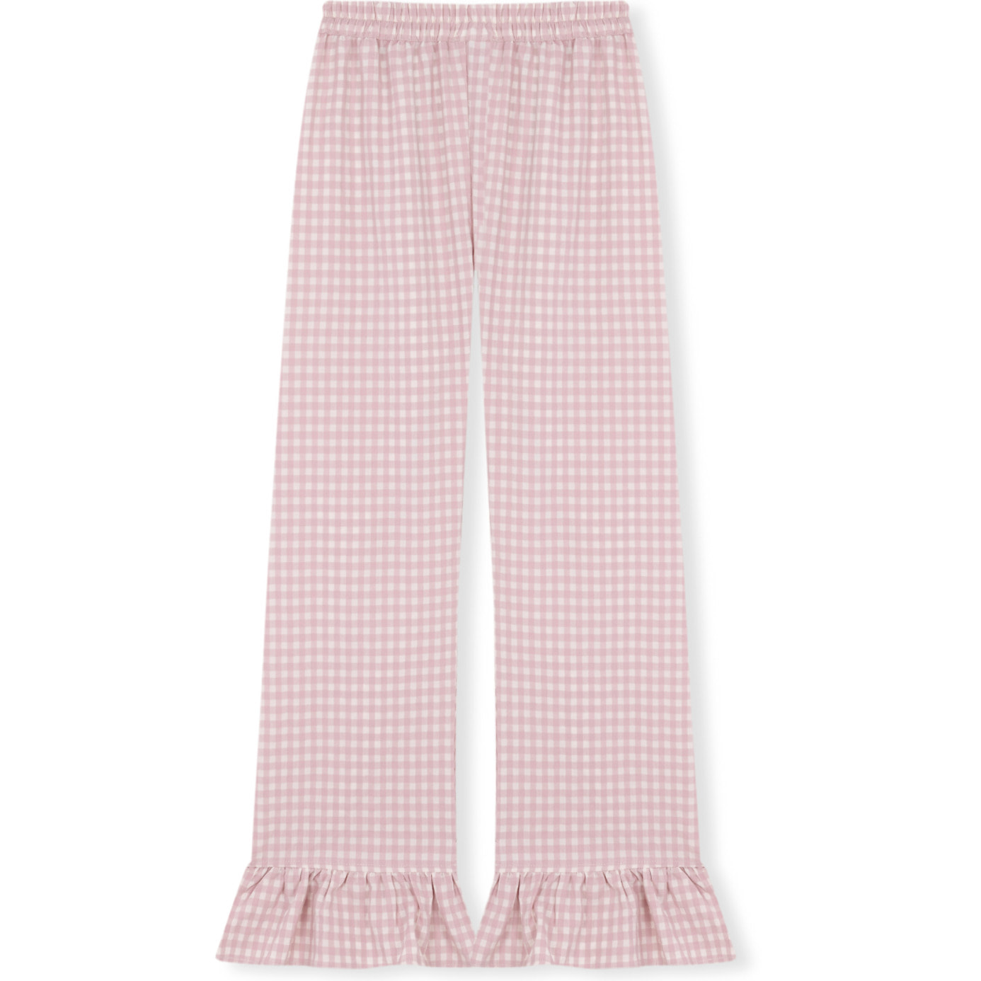 Pantalón de pijama de mujer vichy con volante en los tobillos