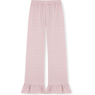 Pantalón de pijama de mujer vichy con volante en los tobillos