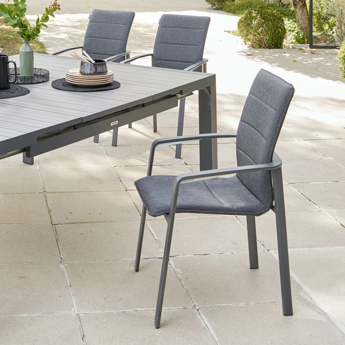 Fauteuil de jardin empilable "Diese" anthracite & graphite en aluminium traité époxy