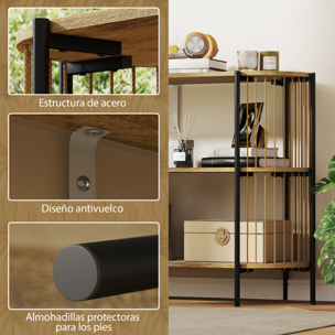 Mesa de Consola con Cuerda de Papel Trenzada a Mano Consola Recibidor de 3 Niveles con Marco de Acero Estilo Bohemio para Entrada Sala de Estar 124x43,5x80 cm Natural